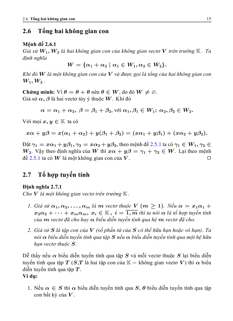 image for page Bài giảng đại số tuyến tính 2