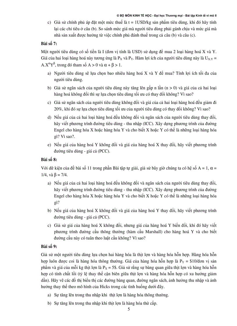 image for page Hệ Thống Câu Hỏi Ôn Tập Và Thảo Luận Kinh Tế Vi Mô II