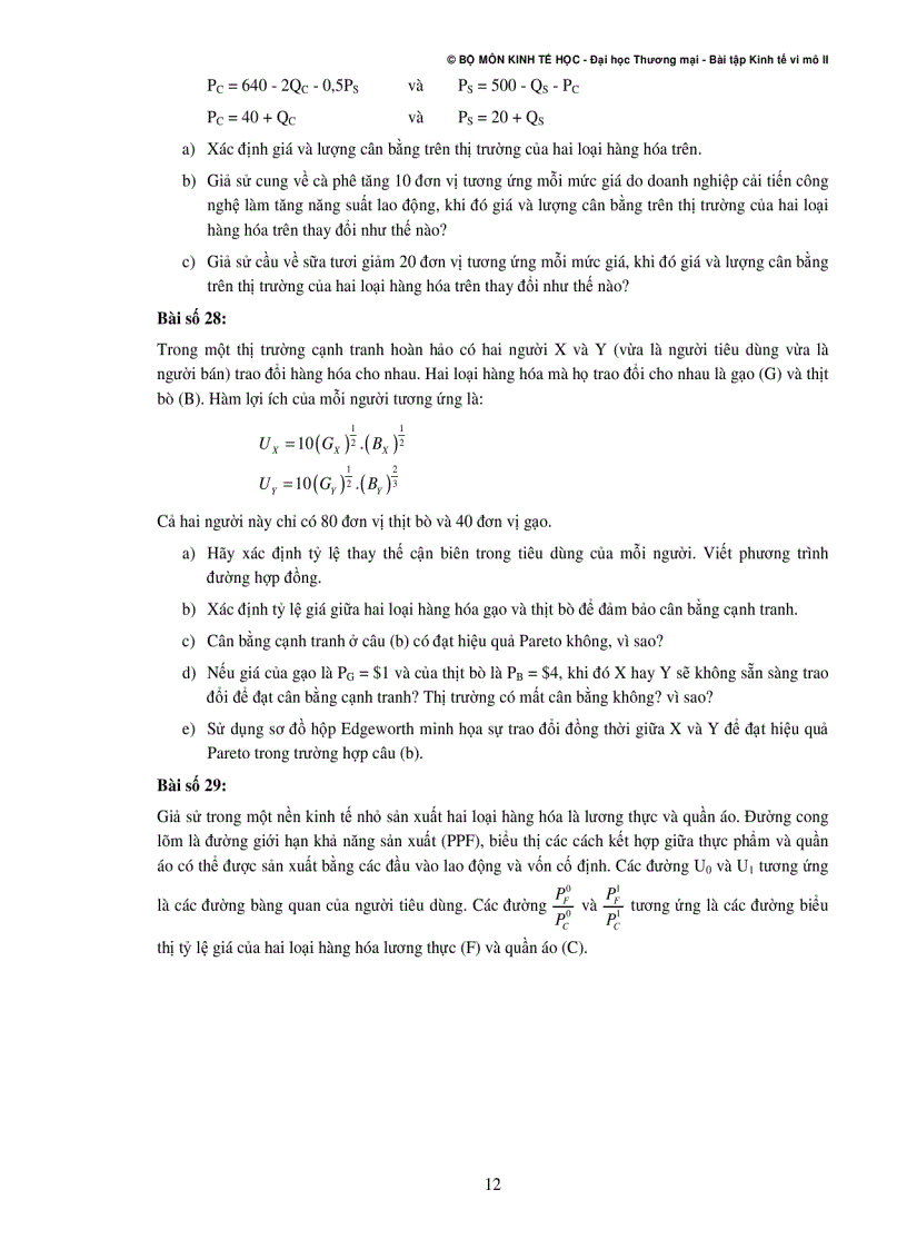 image for page Hệ Thống Câu Hỏi Ôn Tập Và Thảo Luận Kinh Tế Vi Mô II