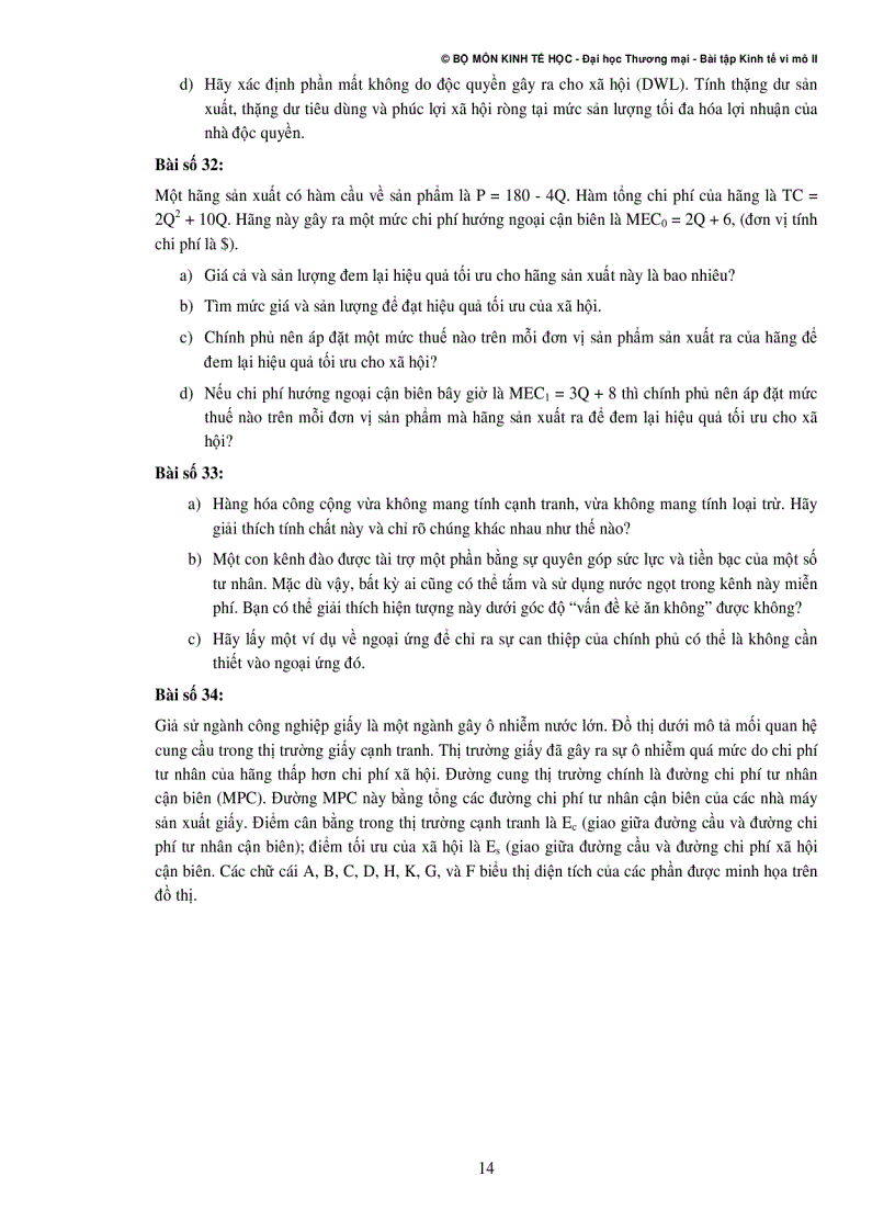 image for page Hệ Thống Câu Hỏi Ôn Tập Và Thảo Luận Kinh Tế Vi Mô II
