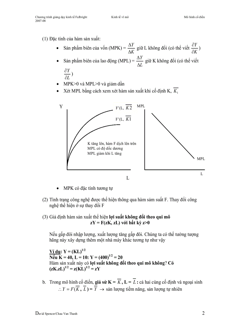 Mô hình Cổ điển The Classical Model