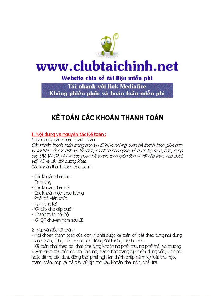 Kế toán các khoản thanh toán