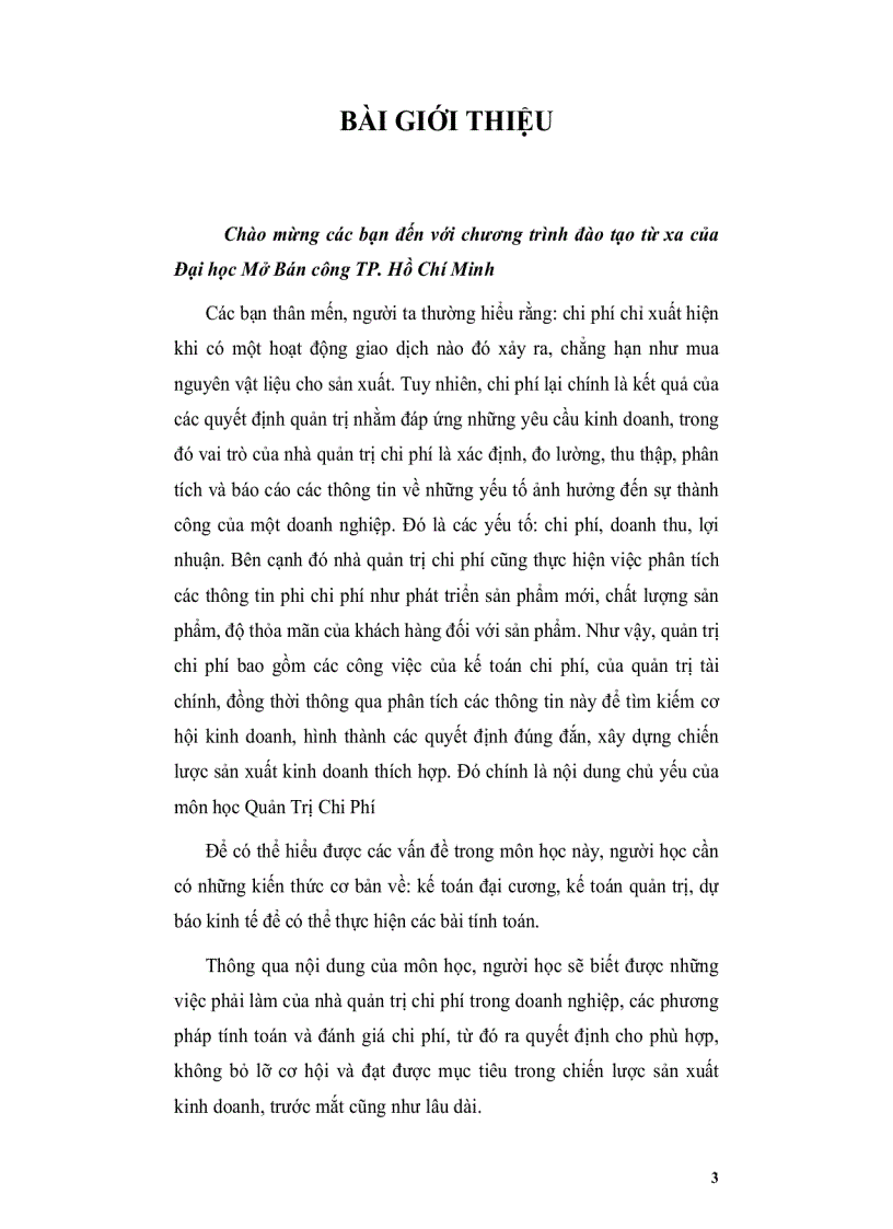 image for page Tài liệu hướng dẫn học tập Quản trị chi phí