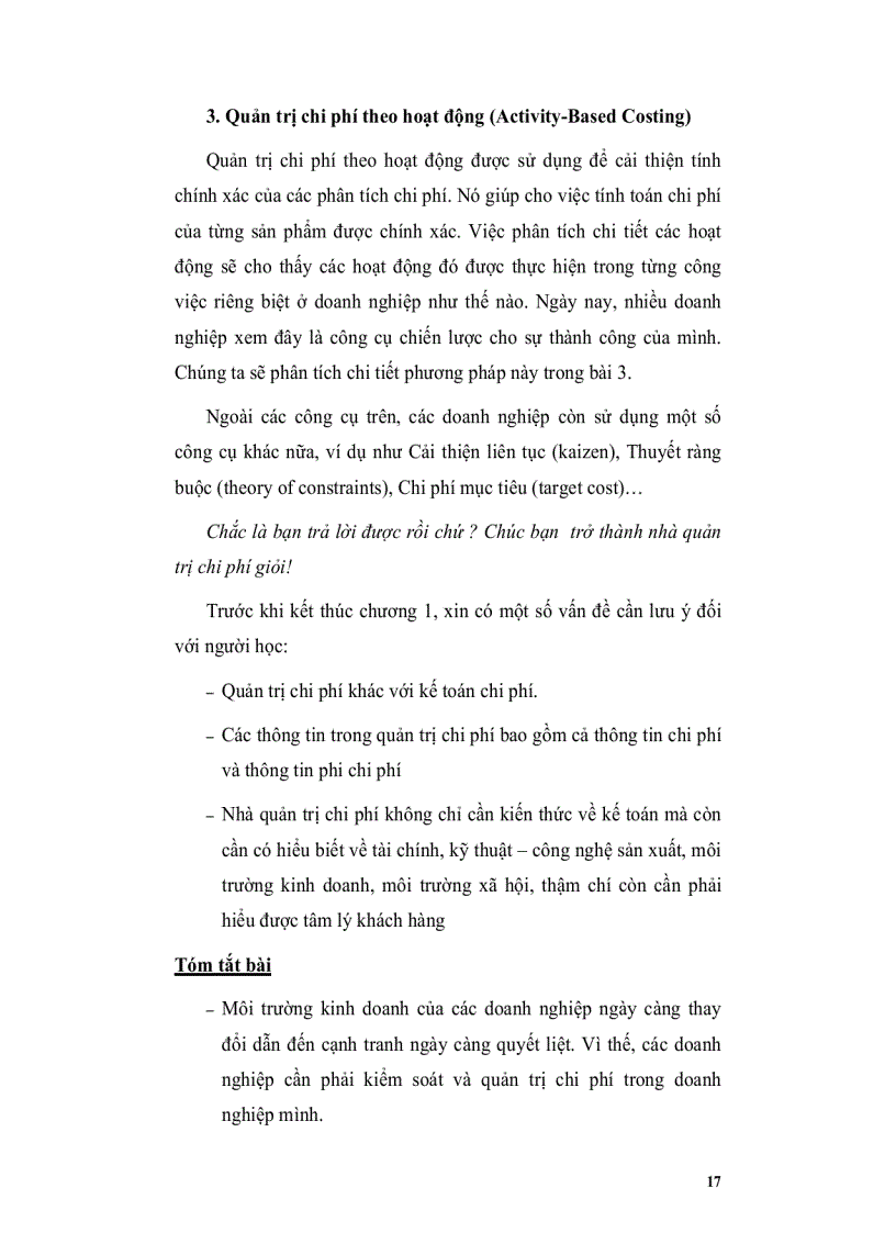 image for page Tài liệu hướng dẫn học tập Quản trị chi phí