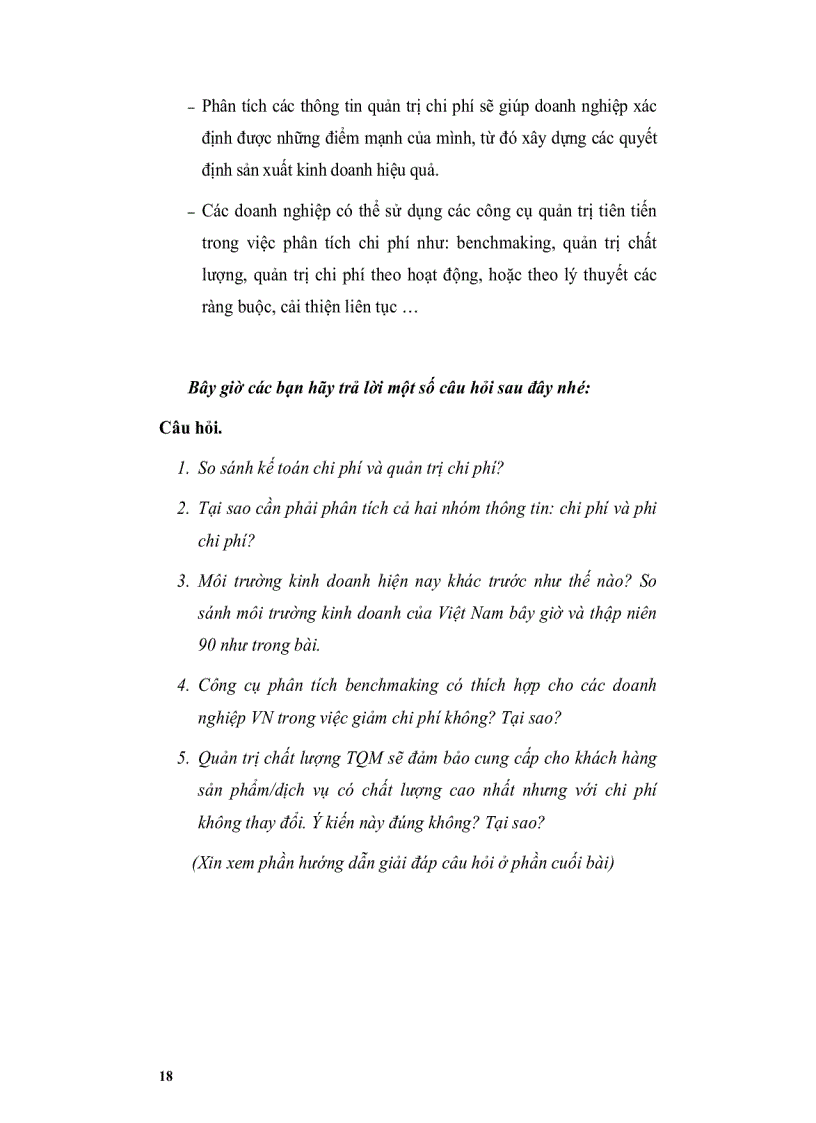 image for page Tài liệu hướng dẫn học tập Quản trị chi phí