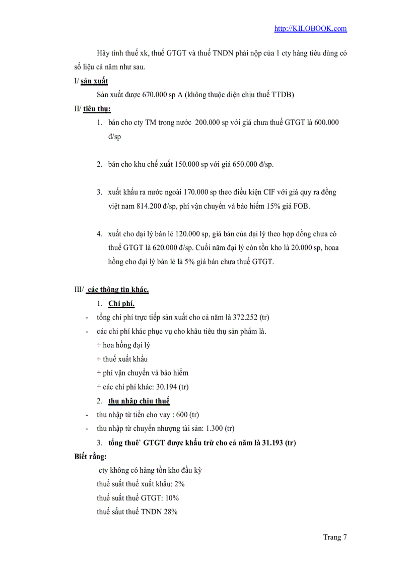 image for page Bài tập Thuế Có giải