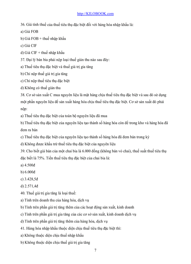 image for page 79 câu trắc nghiệm Thuế chưa có đáp án