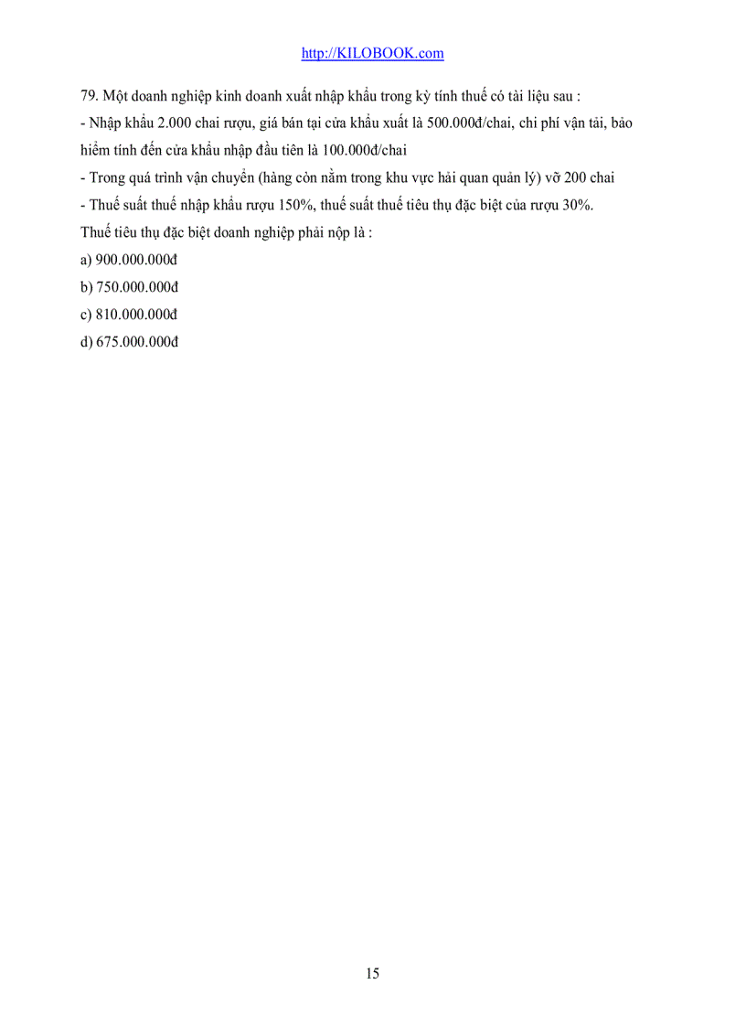 image for page 79 câu trắc nghiệm Thuế chưa có đáp án