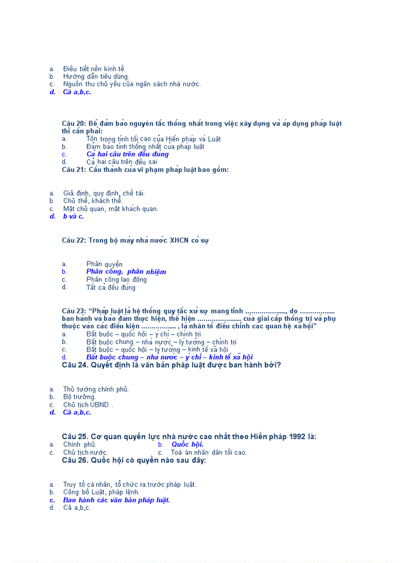 image for page Câu hỏi trắc nghiệm ôn thi môn pháp luật đại cương