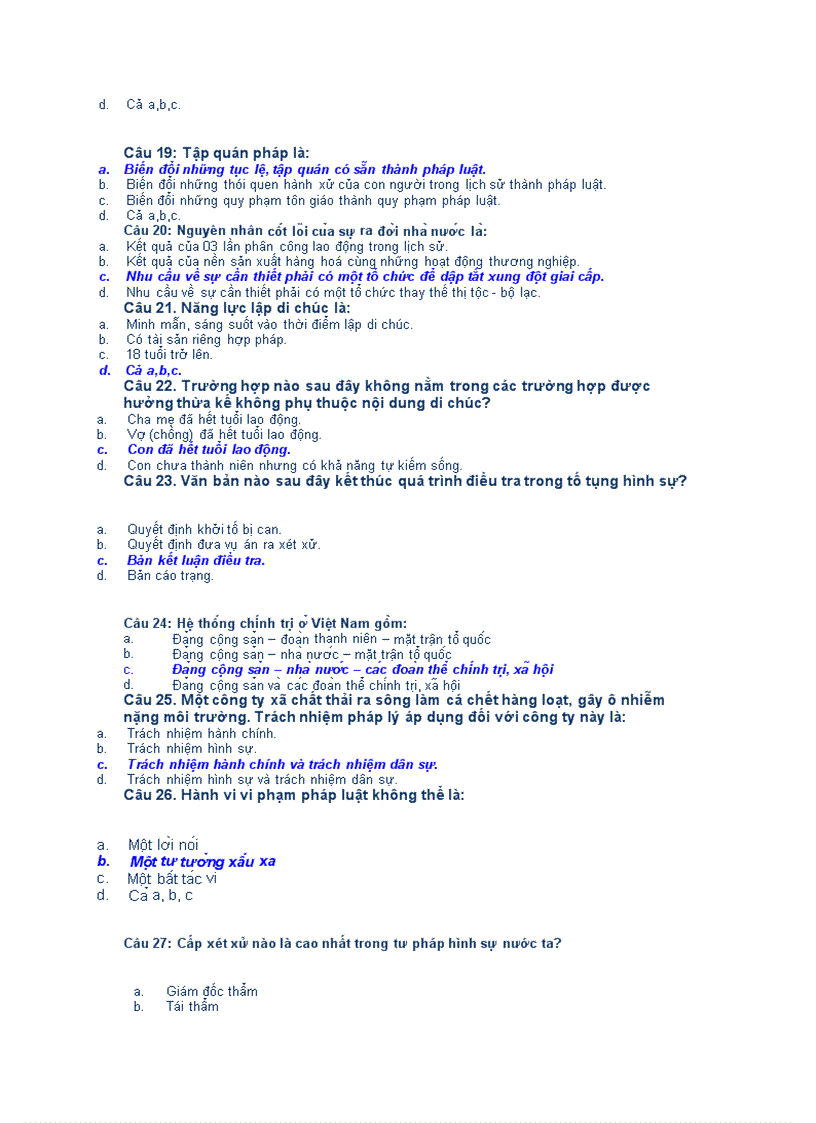 image for page Câu hỏi trắc nghiệm ôn thi môn pháp luật đại cương