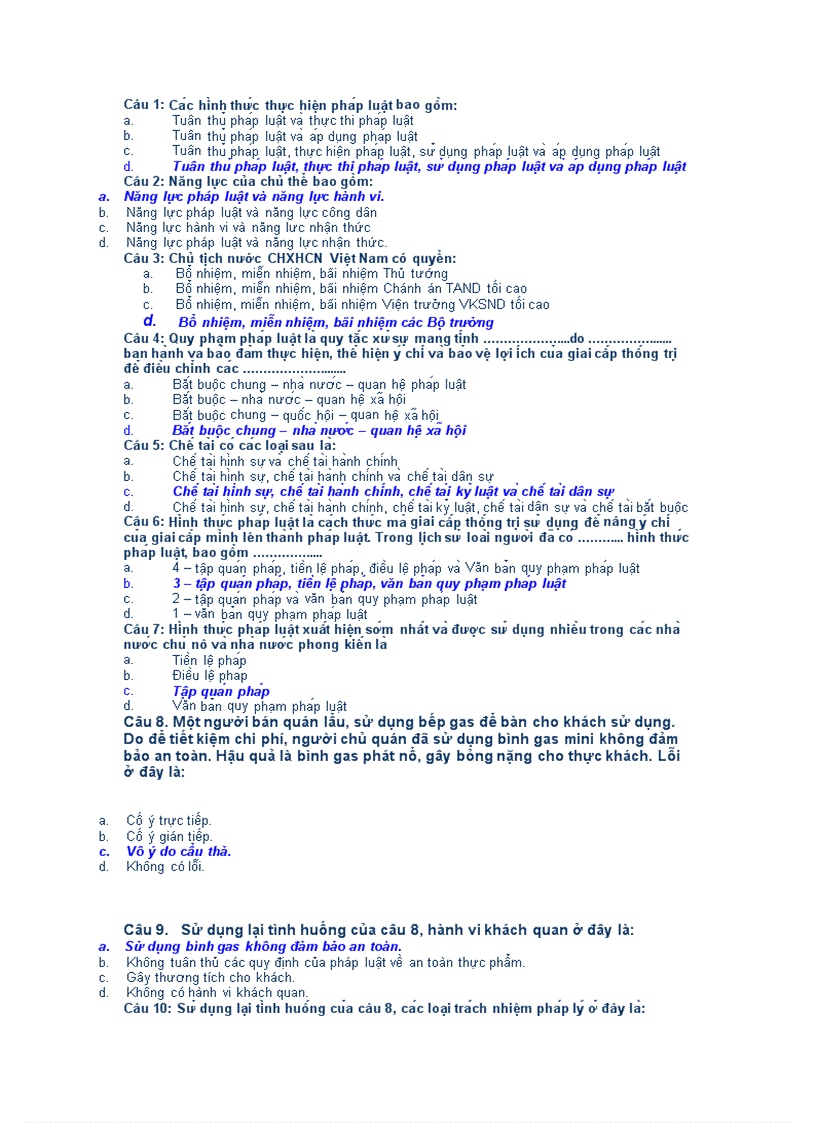 image for page Câu hỏi trắc nghiệm ôn thi môn pháp luật đại cương