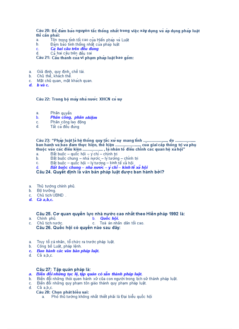 image for page Câu hỏi trắc nghiệm ôn thi môn pháp luật đại cương