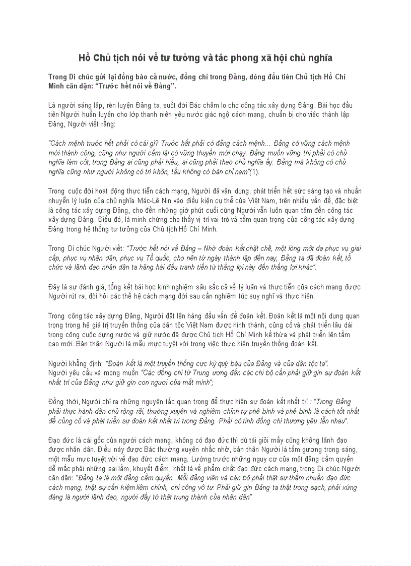 image for page Hồ Chủ tịch nói về tư tưởng và tác phong xã hội chủ nghĩa