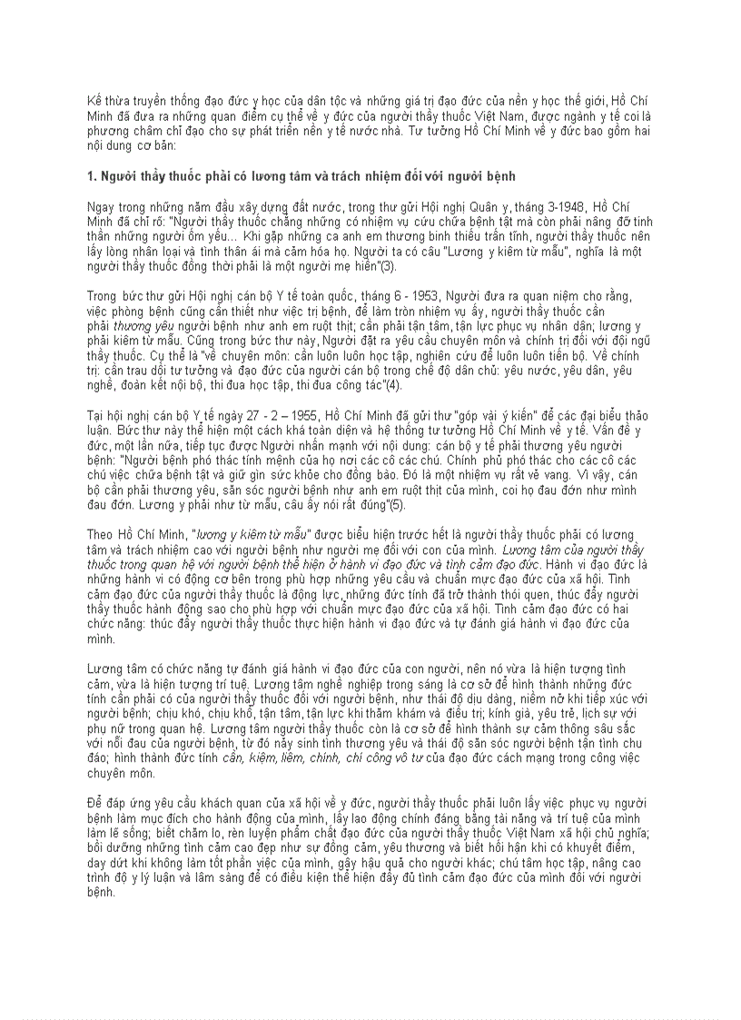 image for page Quan điểm của Hồ Chí Minh về y đức và ý nghĩa đối với ngành y hiện nay