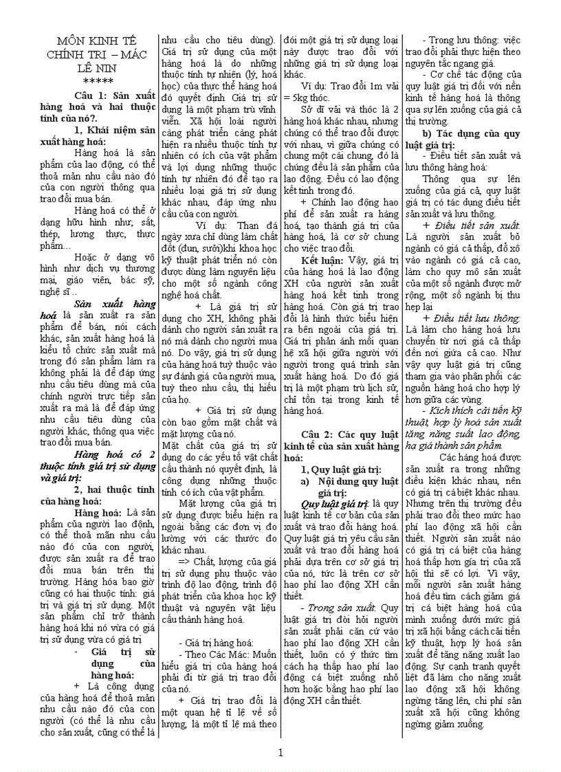 image for page Đề cương kinh tế chính trị Mac Lenin chuẩn Do giảng viên ĐH Sư Phạm Kỹ Thuật TP HCM biên soạn