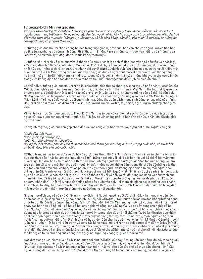 image for page Tư tưởng Hồ Chí Minh về giáo dục