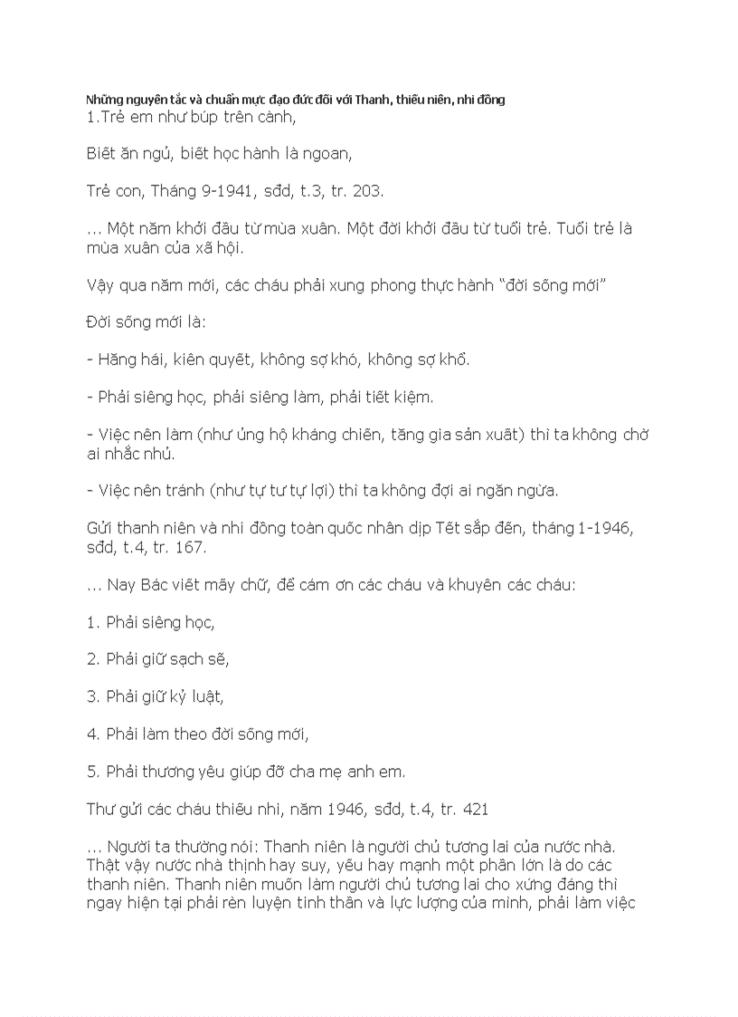 image for page Những nguyên tắc và chuẩn mực đạo đức đối với Thanh thiếu niên nhi đồng