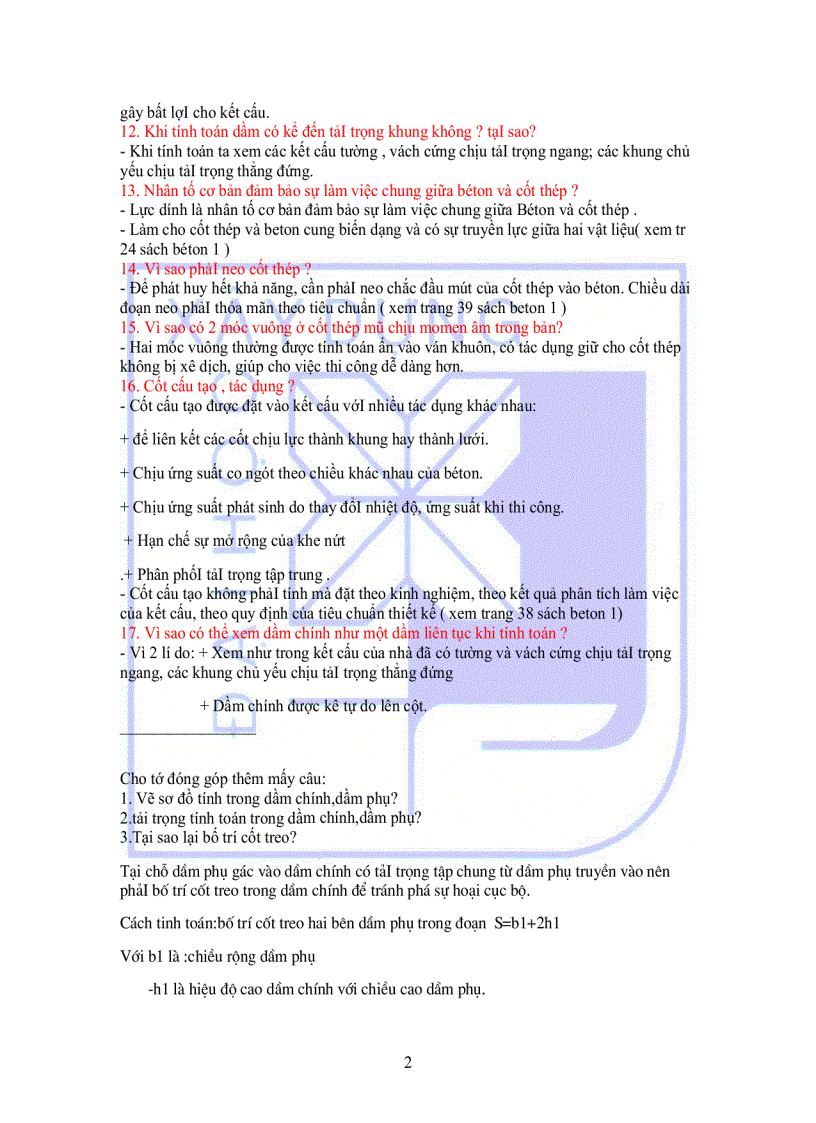 image for page Câu hỏi và đáp án Đồ Án Bê Tông Cốt Thép 1