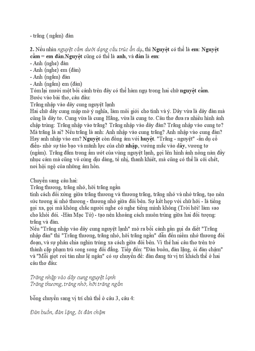 image for page Phân tích bài Nguyệt cầm của Xuân Diệu theo chủ nghĩa cấu trúc