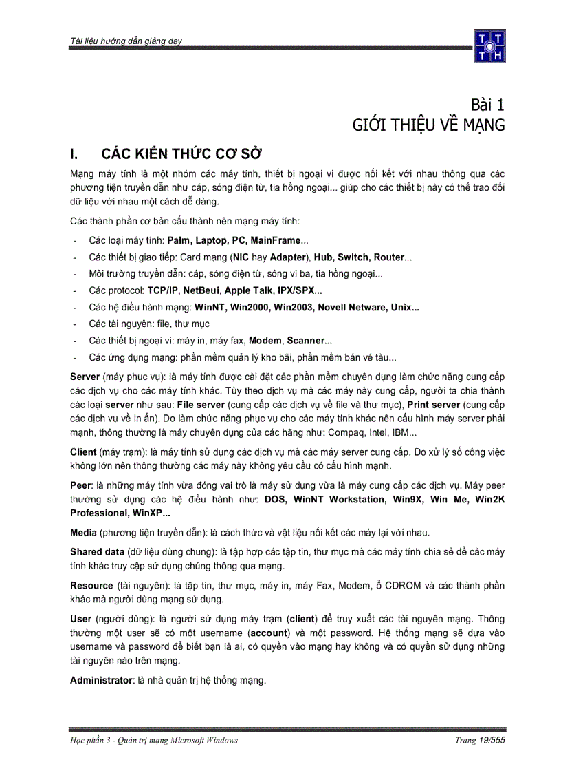 image for page Quản trị mạng Microsoft Windows