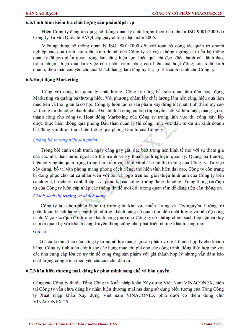 image for page Bản cáo bạch Công ty cổ phần Vinaconex 25