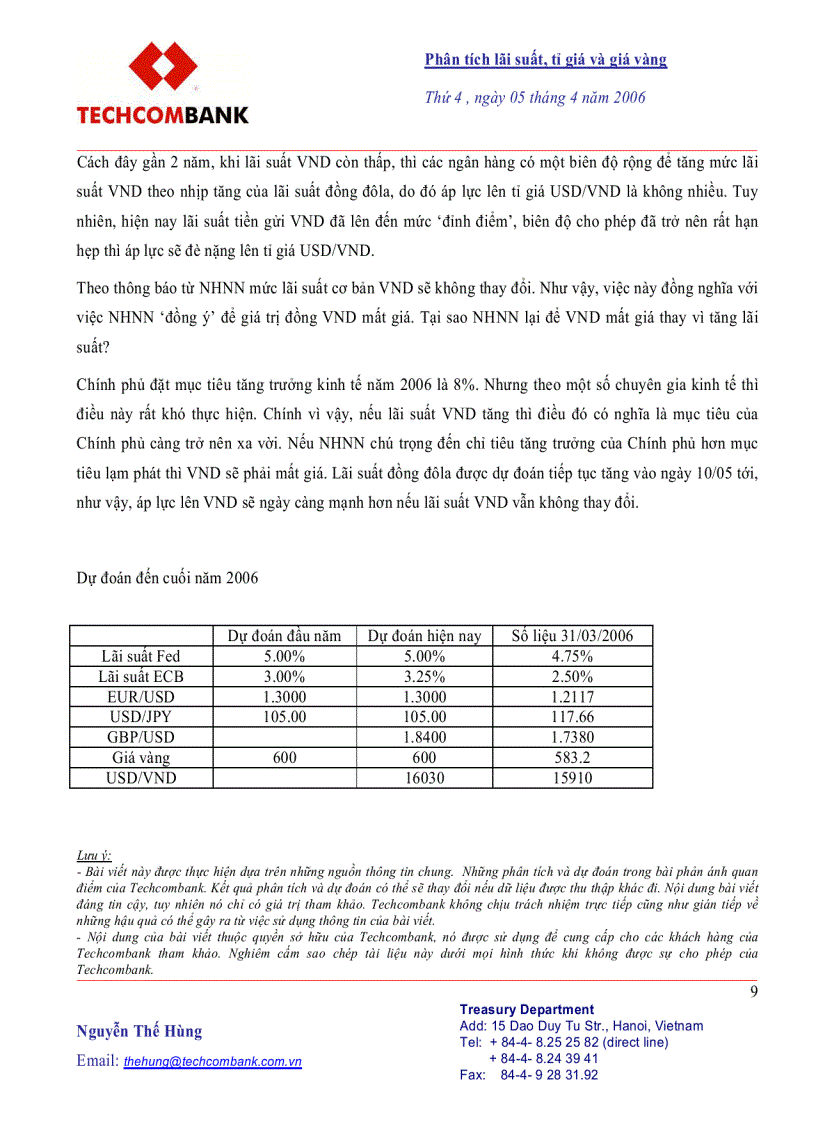 image for page Phân tích lãi suất tỷ giá và giá vàng theo USD