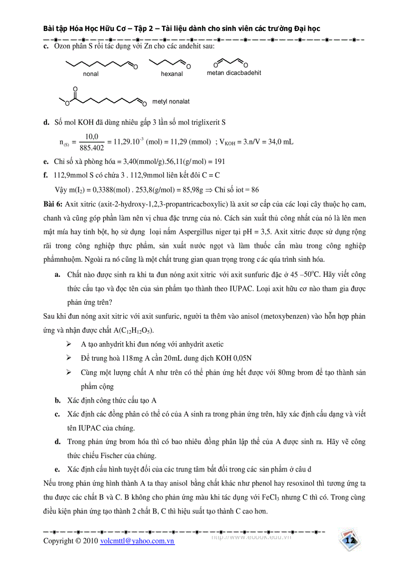 image for page Bài tập Hóa Hữu Cơ 1