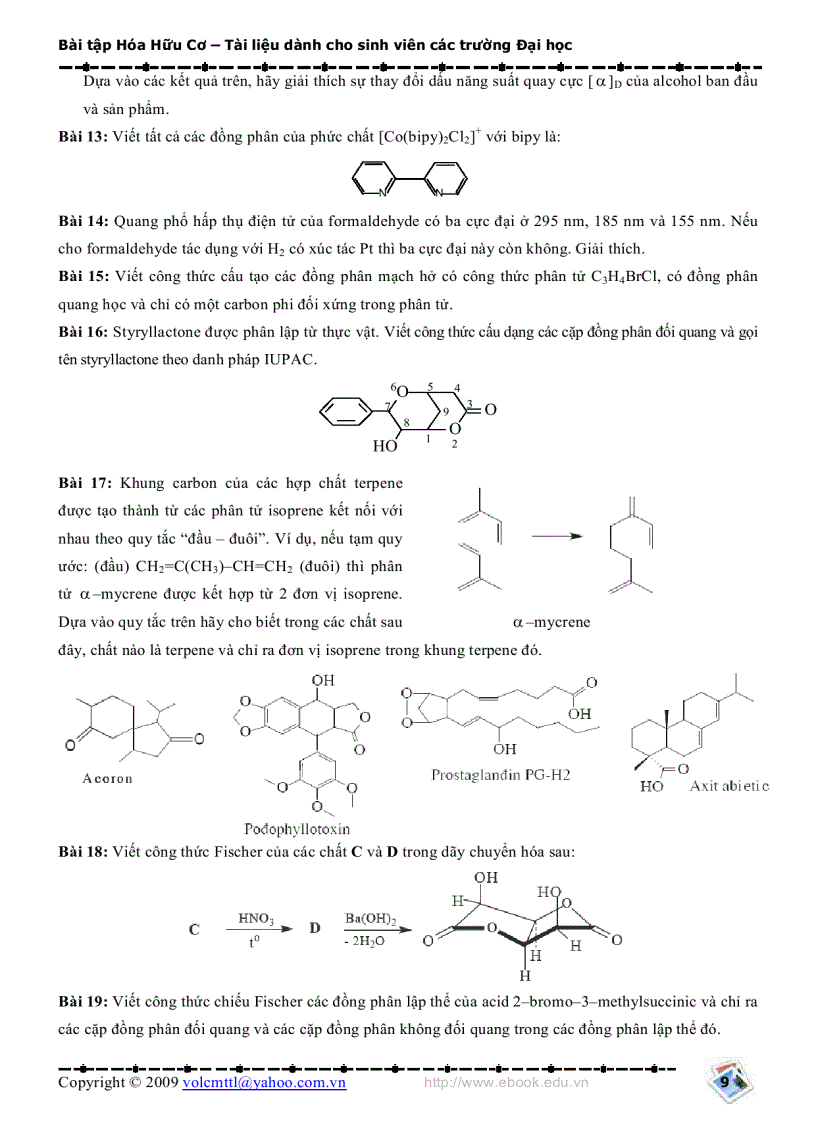 image for page Bài tập Hóa Hữu Cơ 2