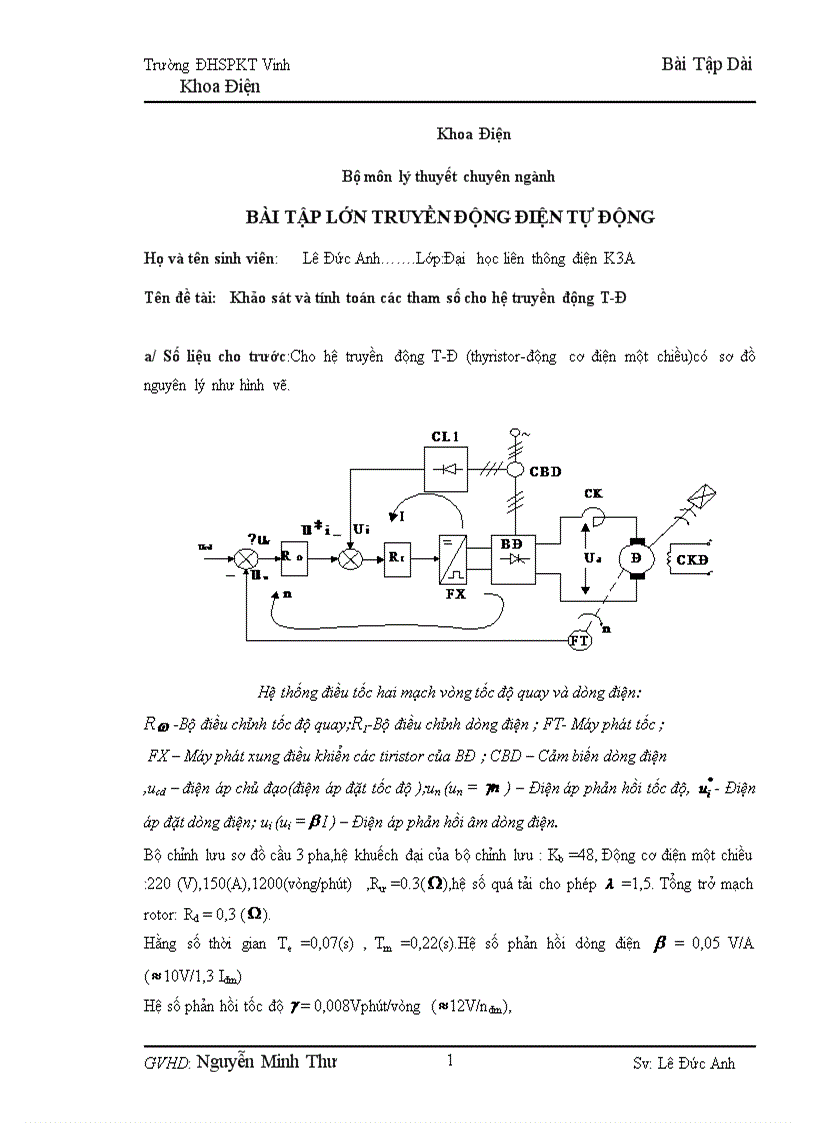 Bài tập lớn truyền động điện tự động