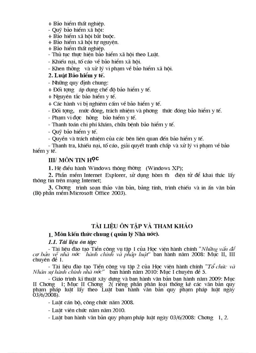 image for page Đề c ng ôn tập thi tuyển Công chức ngành bảo hiểm xã hội năm 2011 1