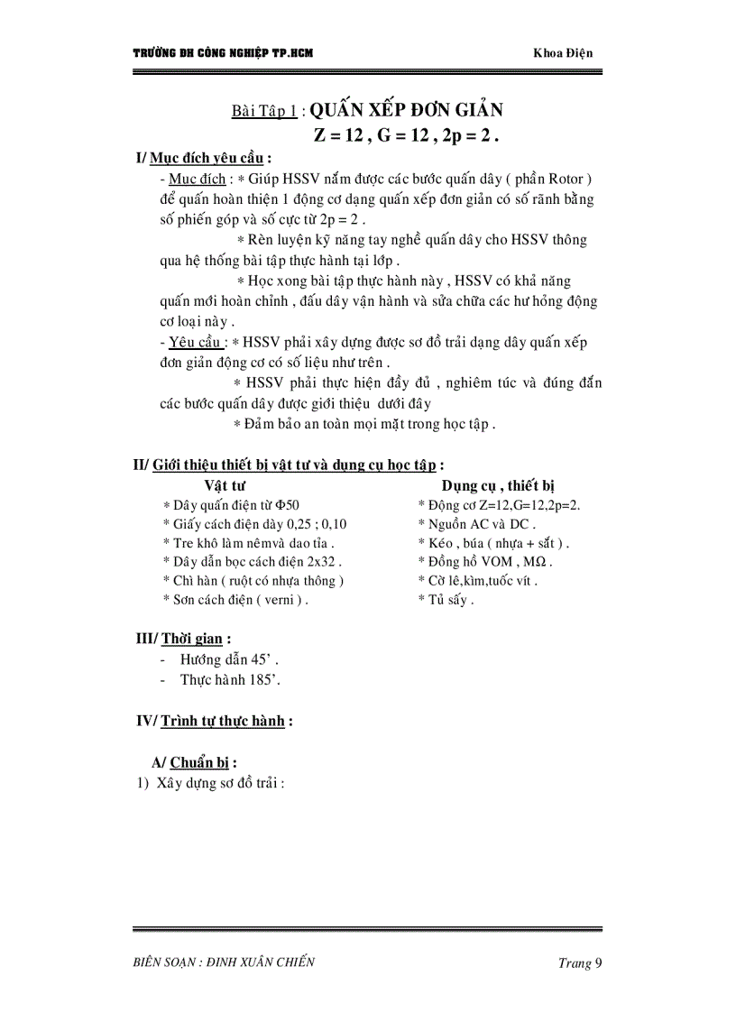 image for page Các bài tập quấn dây rotor động cơ một chiều và động cơ vạn năng