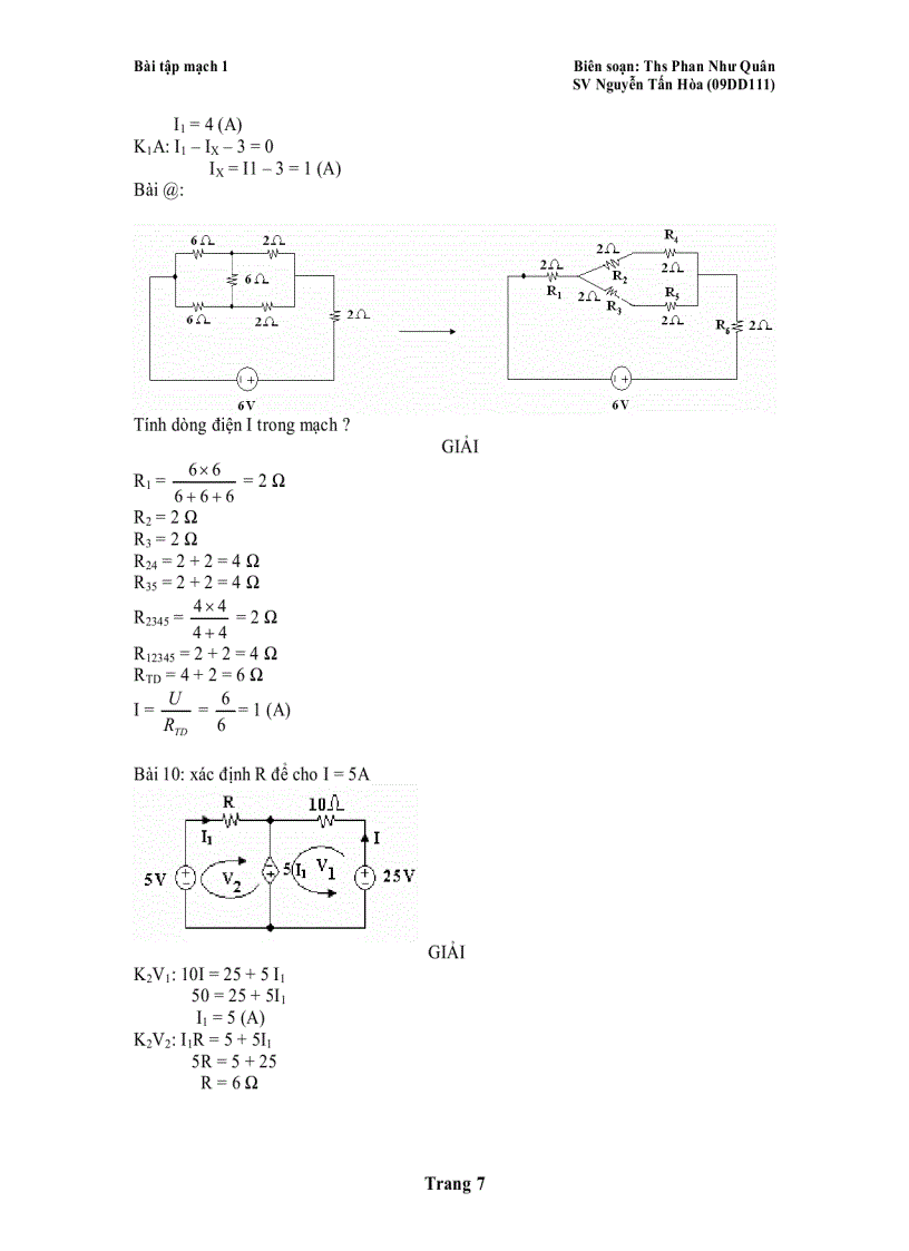 image for page LÝ THUYẾT MẠCH Bài tập mạch 1
