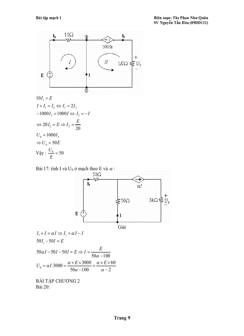 image for page LÝ THUYẾT MẠCH Bài tập mạch 1