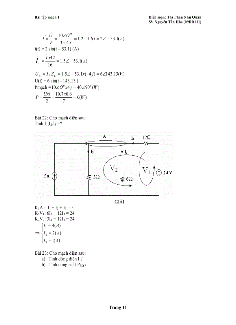 image for page LÝ THUYẾT MẠCH Bài tập mạch 1