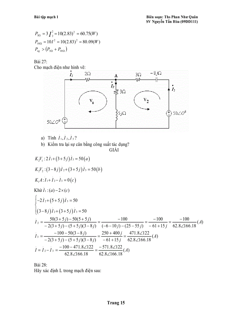 image for page LÝ THUYẾT MẠCH Bài tập mạch 1