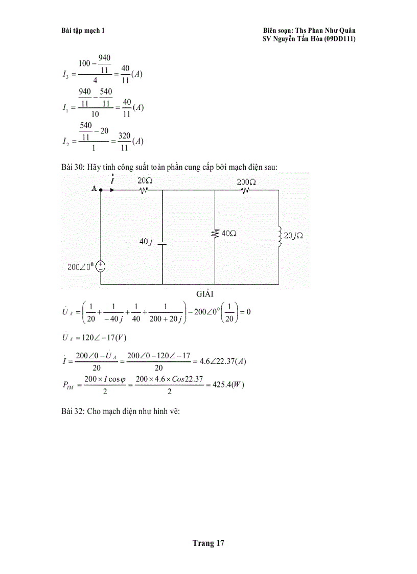 image for page LÝ THUYẾT MẠCH Bài tập mạch 1