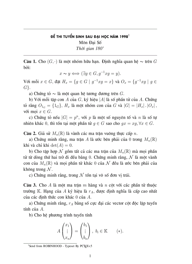 image for page 19 đề thi cao học từ 1998 môn TOÁN