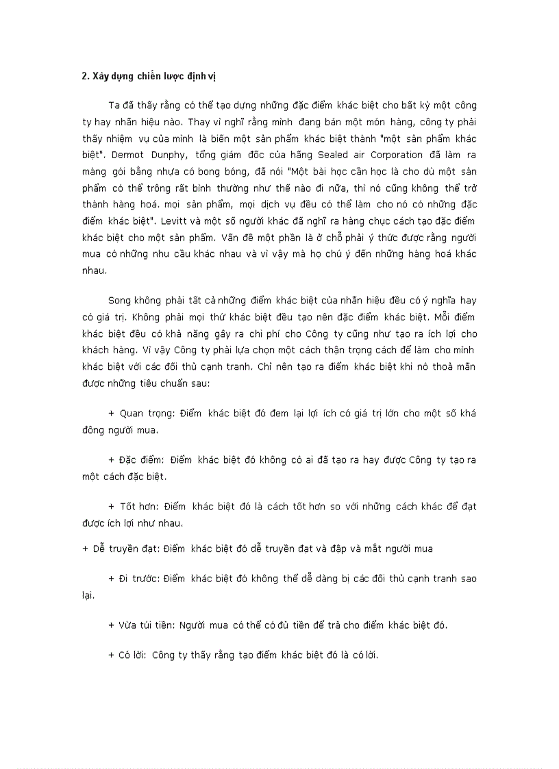 image for page Định vị sản phẩm tạo sự khác biệt đến xây dựng chiến lược