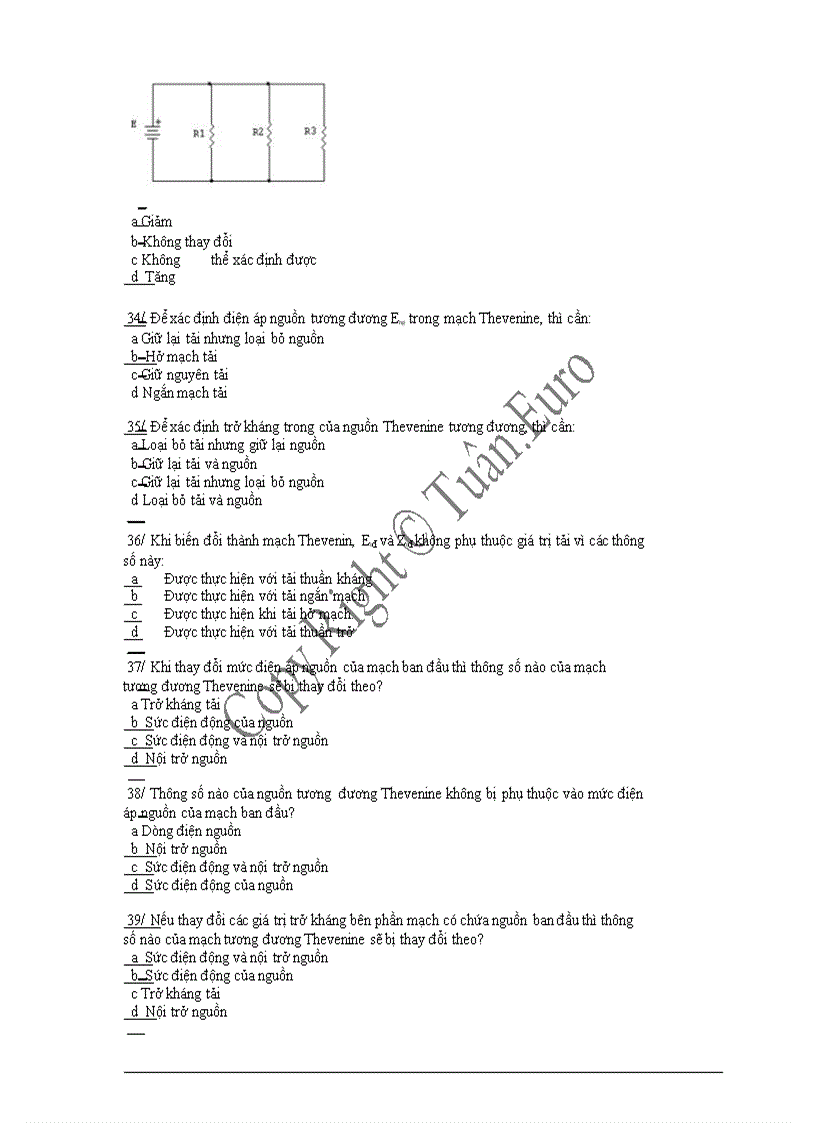 image for page Ngân hàng đề thi trắc nghiệm môn lý thuyết mạch