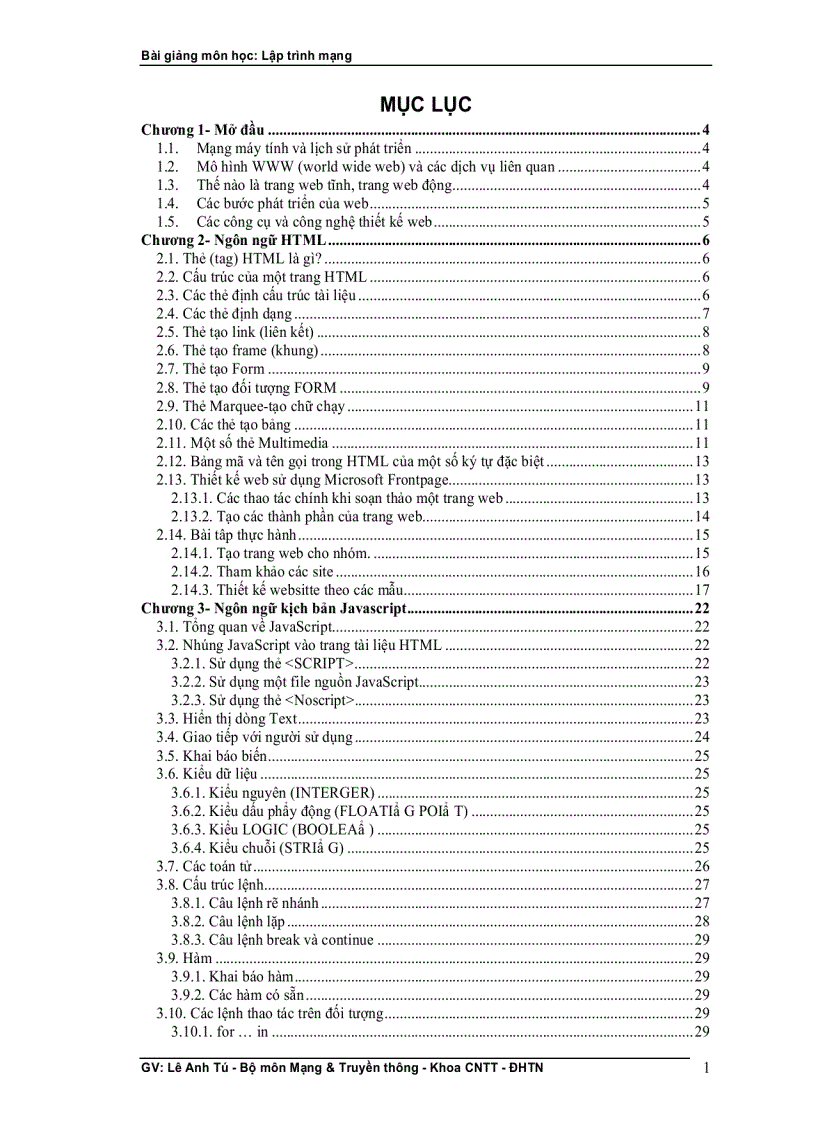 image for page Bài giảng lập trình mạng GV Lê Anh Tú Bộ môn Mạng Truyền thông Khoa CNTT ĐH thái nguyên