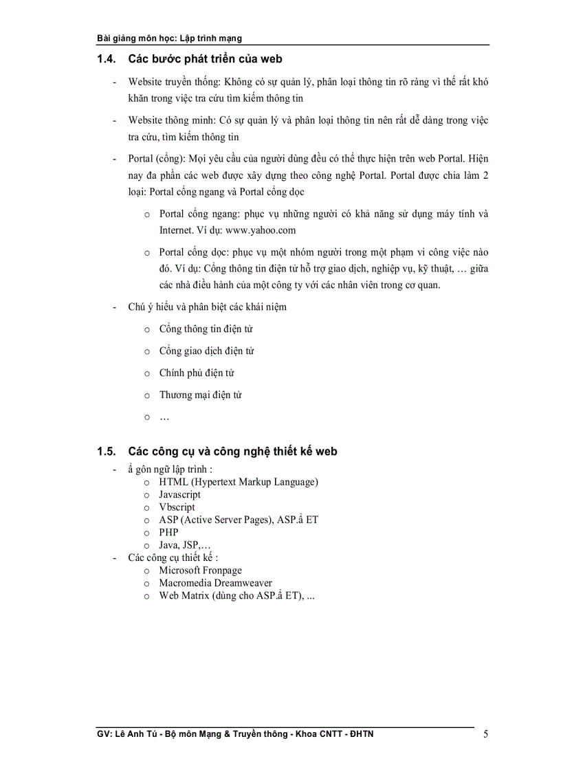 image for page Bài giảng lập trình mạng GV Lê Anh Tú Bộ môn Mạng Truyền thông Khoa CNTT ĐH thái nguyên