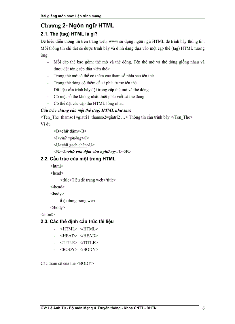 image for page Bài giảng lập trình mạng GV Lê Anh Tú Bộ môn Mạng Truyền thông Khoa CNTT ĐH thái nguyên