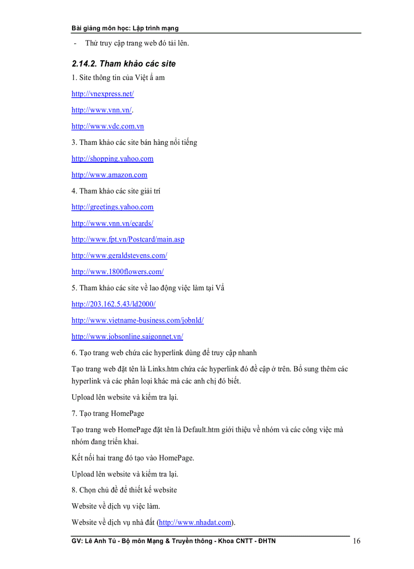 image for page Bài giảng lập trình mạng GV Lê Anh Tú Bộ môn Mạng Truyền thông Khoa CNTT ĐH thái nguyên
