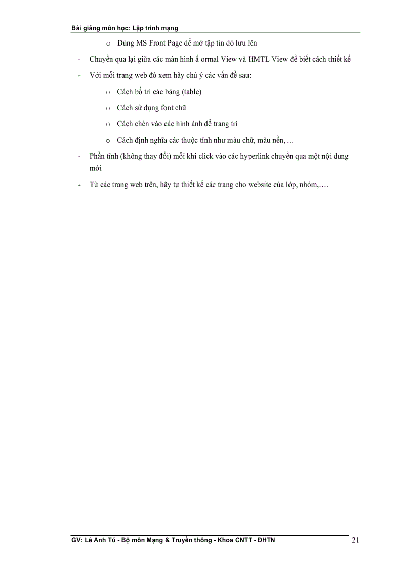 image for page Bài giảng lập trình mạng GV Lê Anh Tú Bộ môn Mạng Truyền thông Khoa CNTT ĐH thái nguyên