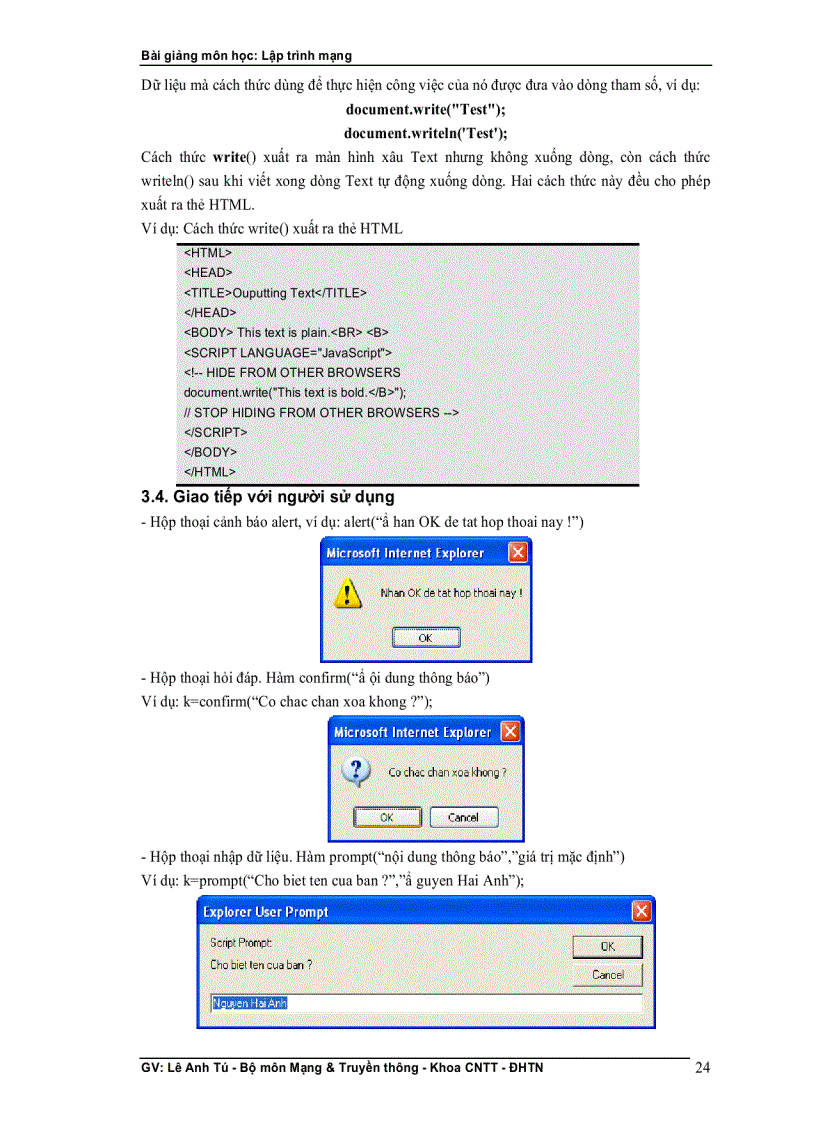 image for page Bài giảng lập trình mạng GV Lê Anh Tú Bộ môn Mạng Truyền thông Khoa CNTT ĐH thái nguyên