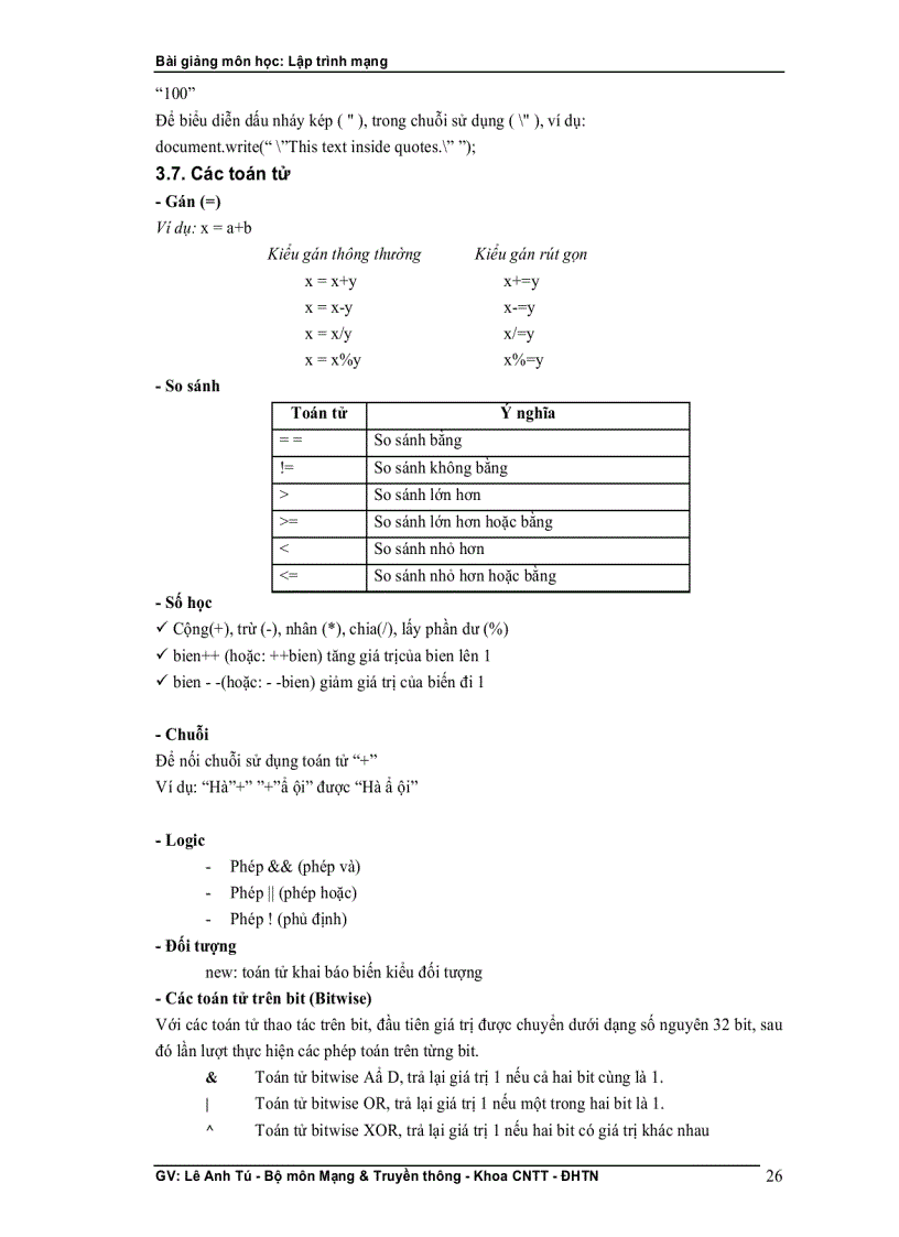 image for page Bài giảng lập trình mạng GV Lê Anh Tú Bộ môn Mạng Truyền thông Khoa CNTT ĐH thái nguyên