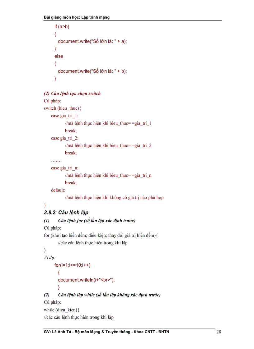 image for page Bài giảng lập trình mạng GV Lê Anh Tú Bộ môn Mạng Truyền thông Khoa CNTT ĐH thái nguyên