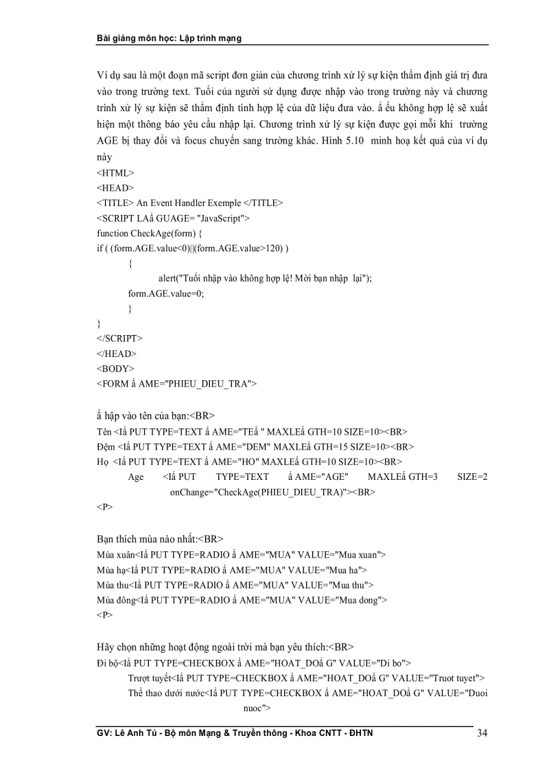 image for page Bài giảng lập trình mạng GV Lê Anh Tú Bộ môn Mạng Truyền thông Khoa CNTT ĐH thái nguyên