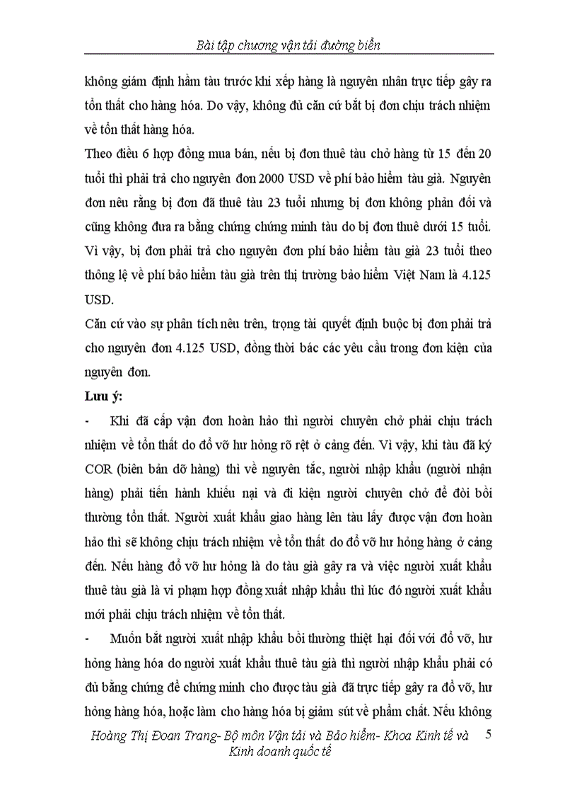 image for page Bài tập tình huống chương Vận tải đường biển Môn Vận tải giao nhận 1