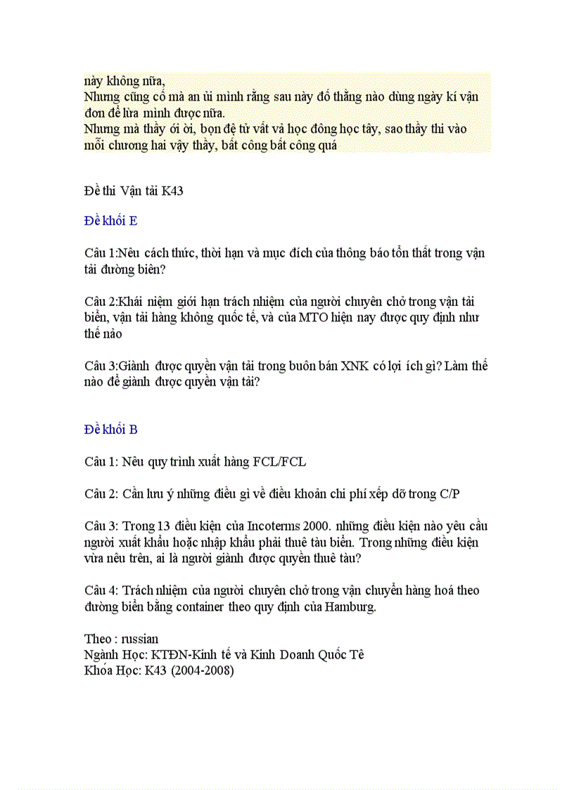 image for page Đề thi trắc nghiệm vận tải FTU